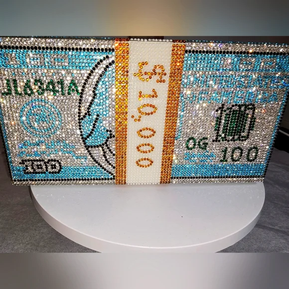 Blue and Silver Money Clutch-New - Picture 7 of 8